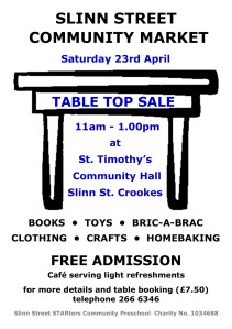 Table Top Sale Poster - Apr 2016